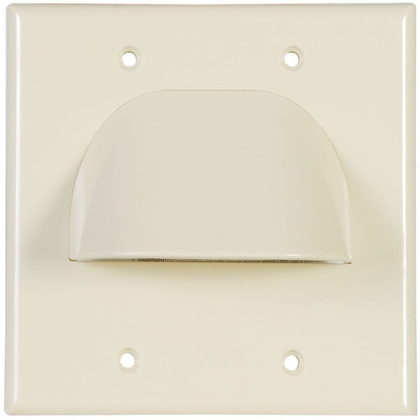 Main product image for Vanco Dual Gang Reversible Bulk Cable Wall Plate Almond 261-166